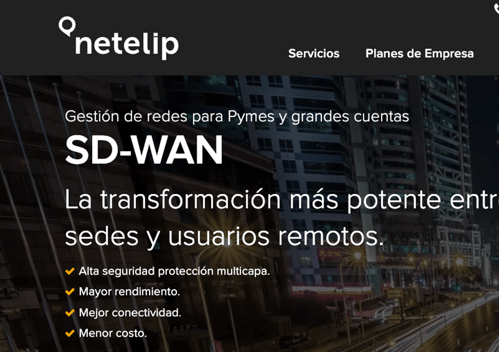 Página de inicio del competidor Netelip